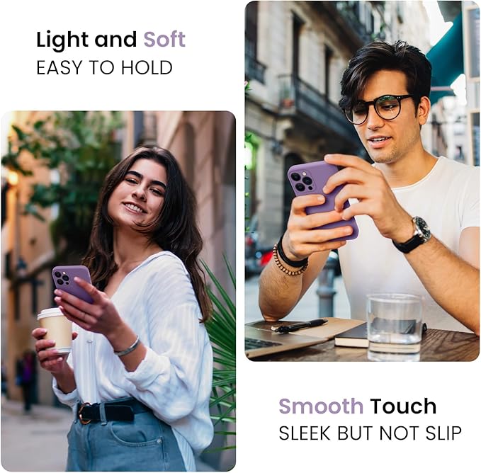 FireNova Designed for iPhone 13 Pro Max Case, Silicone [Camera Protection] Phone Case with [2 Screen Protectors], Soft Anti-Scratch Microfiber Lining Inside, 6.7 inch, Light Purple