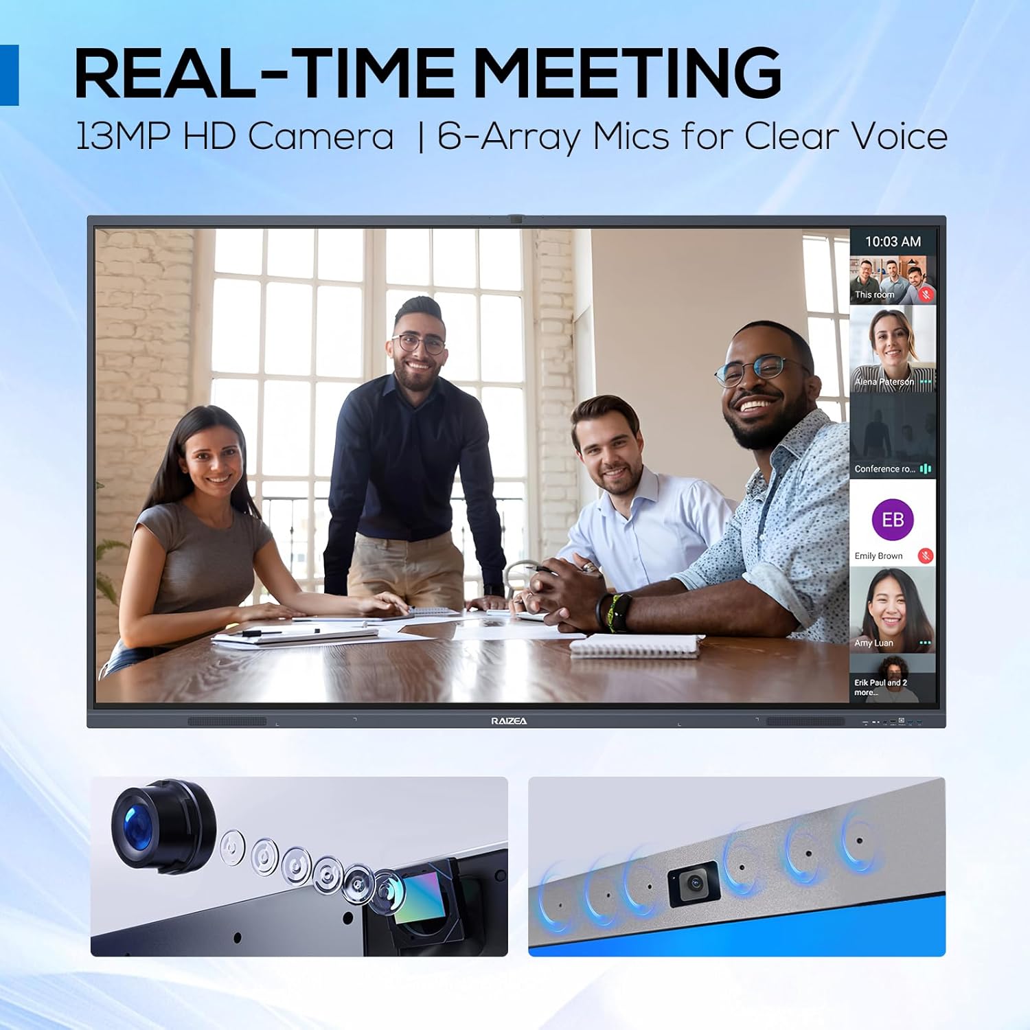 65-inch Smartboard Interactive Whiteboard, Electronic White Board w/13MP Camera, 4K UHD Digital Whiteboard for Home