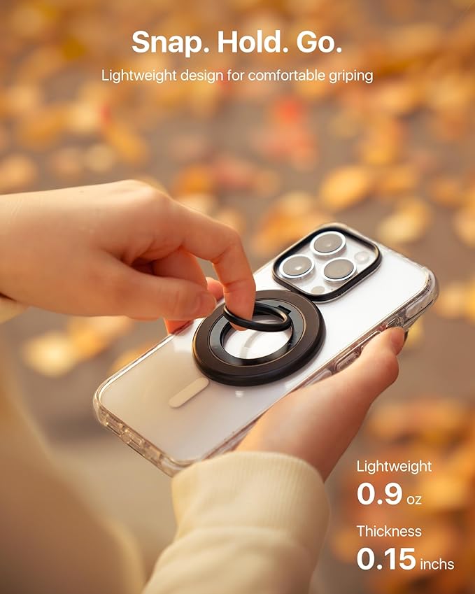 andobil [2025 Upgraded] Double-sided Magnetic Phone Grip for MagSafe [Sability Max] Strong Magnetic Phone Ring Holder Compatible with MagSafe Accessories, iPhone 16 Plus 15 14 13 12 Pro Max Mini Black