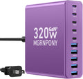 320W USB C Charger Block, 10-Port USB C Charging Station GaN III PD 65W Laptop Fast Charger Adapter for MacBook Pro/Air, DELL, iPad, iPhone, Samsung Galaxy (Purple)