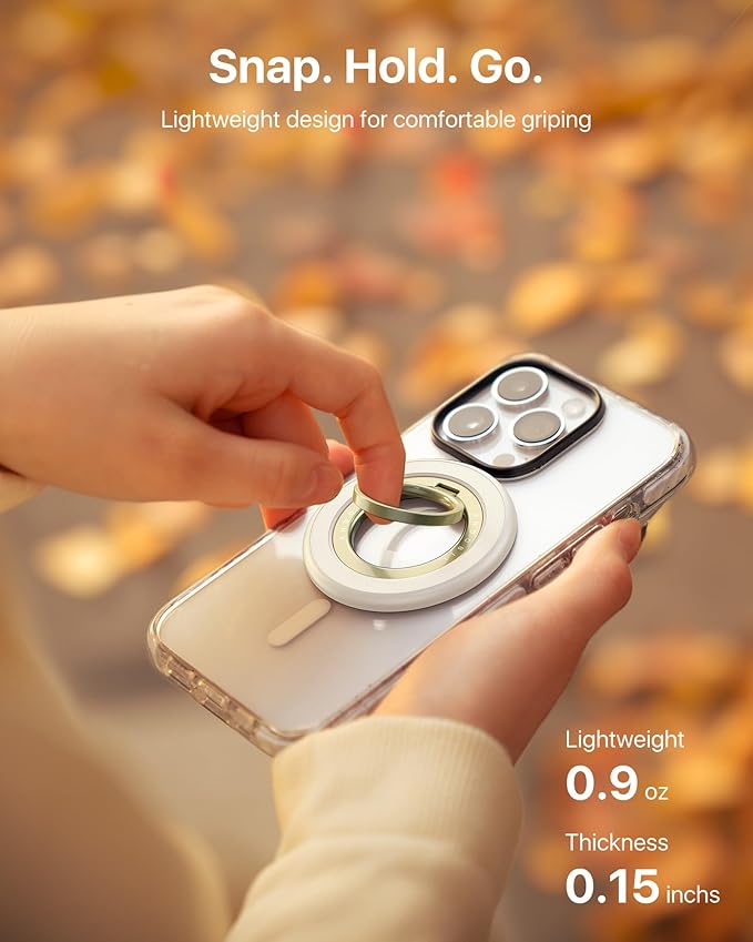 andobil [2025 Upgraded] Double-sided Magnetic Phone Grip for MagSafe [Sability Max] Strong Magnetic Phone Ring Holder Compatible with MagSafe Accessories, iPhone 16 Plus 15 14 13 12 Pro Max Mini White