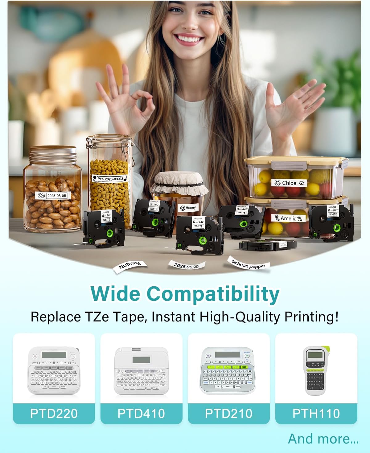 Colorty Label Maker Tape Refill Compatible with TZ TZe Tape 12mm 0.47 Laminated White TZe-231 TZe231 Replace for Brother P Touch Label Tape PT-D210 D220 1180 1280 1750 2030, 1/2" (12 mm x 8m, 4 Pack