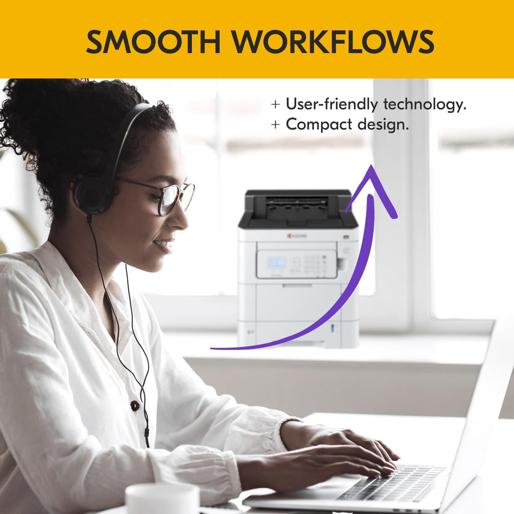 KYOCERA ECOSYS PA4000cx Color Laser Printer 42 ppm, 1200 dpi, Gigabit Ethernet, 5 Line LCD with Hard Key Control Panel, 650 Sheet Capacity