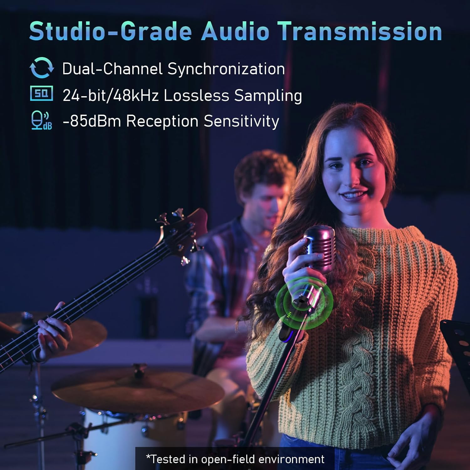 JOYO 2.4GHz Wireless Microphone System 4-Channel XLR Transmitter & Receiver Dynamic/Phantom-Powered Condenser Mics Adapter for PA Systems, Live Sound, Audio Mixer, Church, Studio (MW-2)