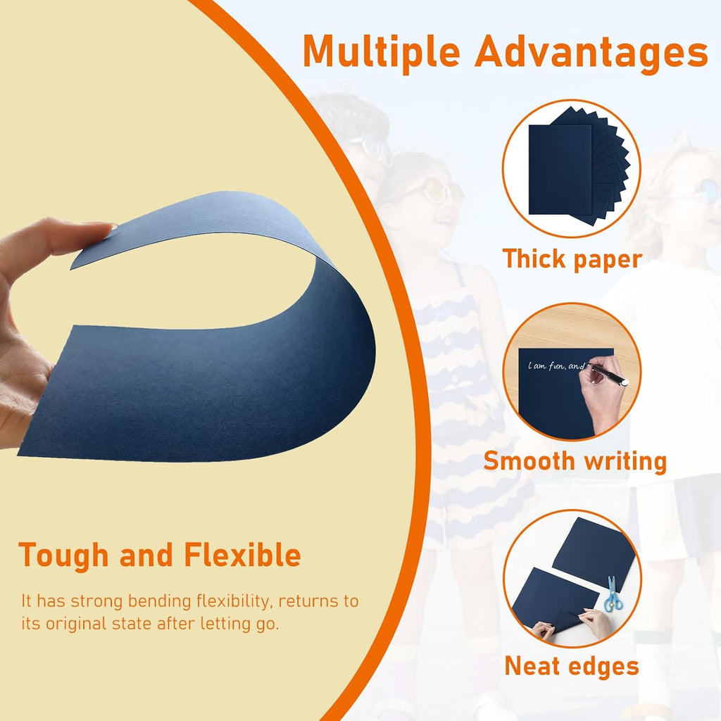 100 Sheets Navy Blue Cardstock 8.5 x 11 Scrapbooking Paper, 75lb Heavyweight Construction Paper Card Stock for Wedding Invitations, School Crafts, Memus, Making Cards, Graduations