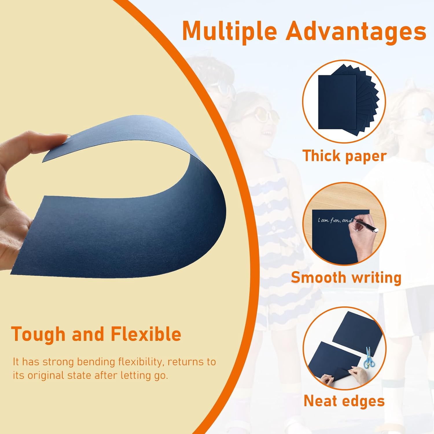 100 Sheets Navy Blue Cardstock 8.5 x 11 Scrapbooking Paper, 75lb Heavyweight Construction Paper Card Stock for Wedding Invitations, School Crafts, Memus, Making Cards, Graduations