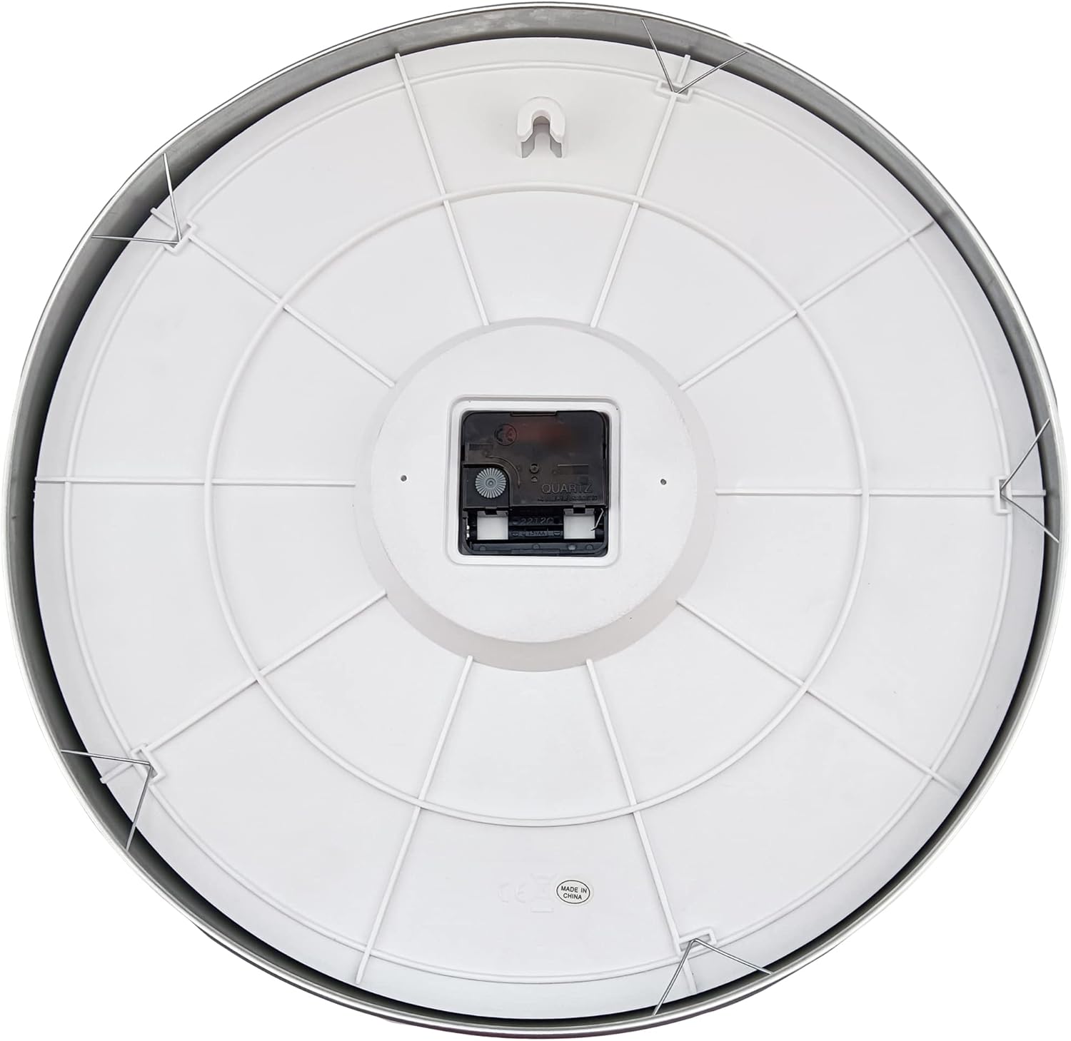 HITO 16" Silent Wall Clock Battery Operated Non Ticking Sweep Movement Glass Cover Silver Aluminum Frame, for Kitchen, Bedroom, Home Office, Living Room Decor