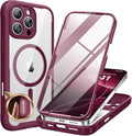 Miracase for iPhone 16 Pro Max Case 6.9'', [Bubble Free] Full-Body Bumper Phone case with Built-in Full Glass Screen &Lens Protector,Compatible with MagSafe,Drop Proof 16 Pro Max Cover,Plum