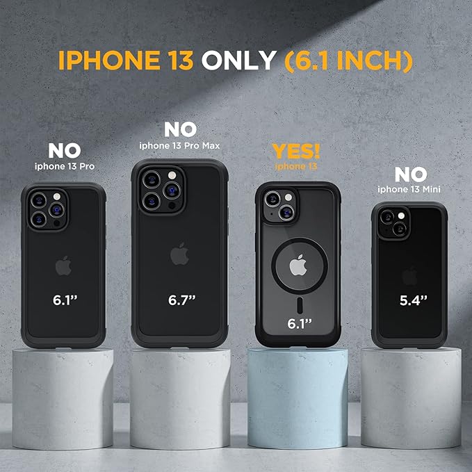 Miracase Glass Series Designed for iPhone 13 Case 6.1 inch, 2023 Upgrade Full-Body Magnetic Clear Bumper Case with Built-in 9H Tempered Glass Screen Protector,Black