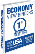 Samsill 1 Inch 3 Ring Binder, Made in USA, Economy Round Ring, Clear View Cover, 200 Sheet Capacity - for School, Home, Office - Pearl White