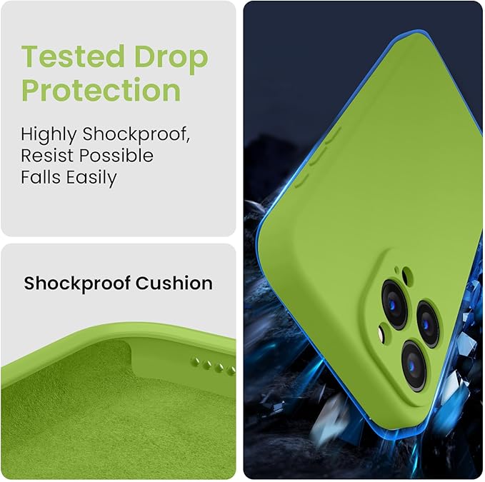 FireNova Designed for iPhone 15 Pro Case, Silicone Upgraded [Camera Protection] Phone Case with [2 Screen Protectors], Soft Anti-Scratch Microfiber Lining Inside, 6.1 inch, Sprout Green
