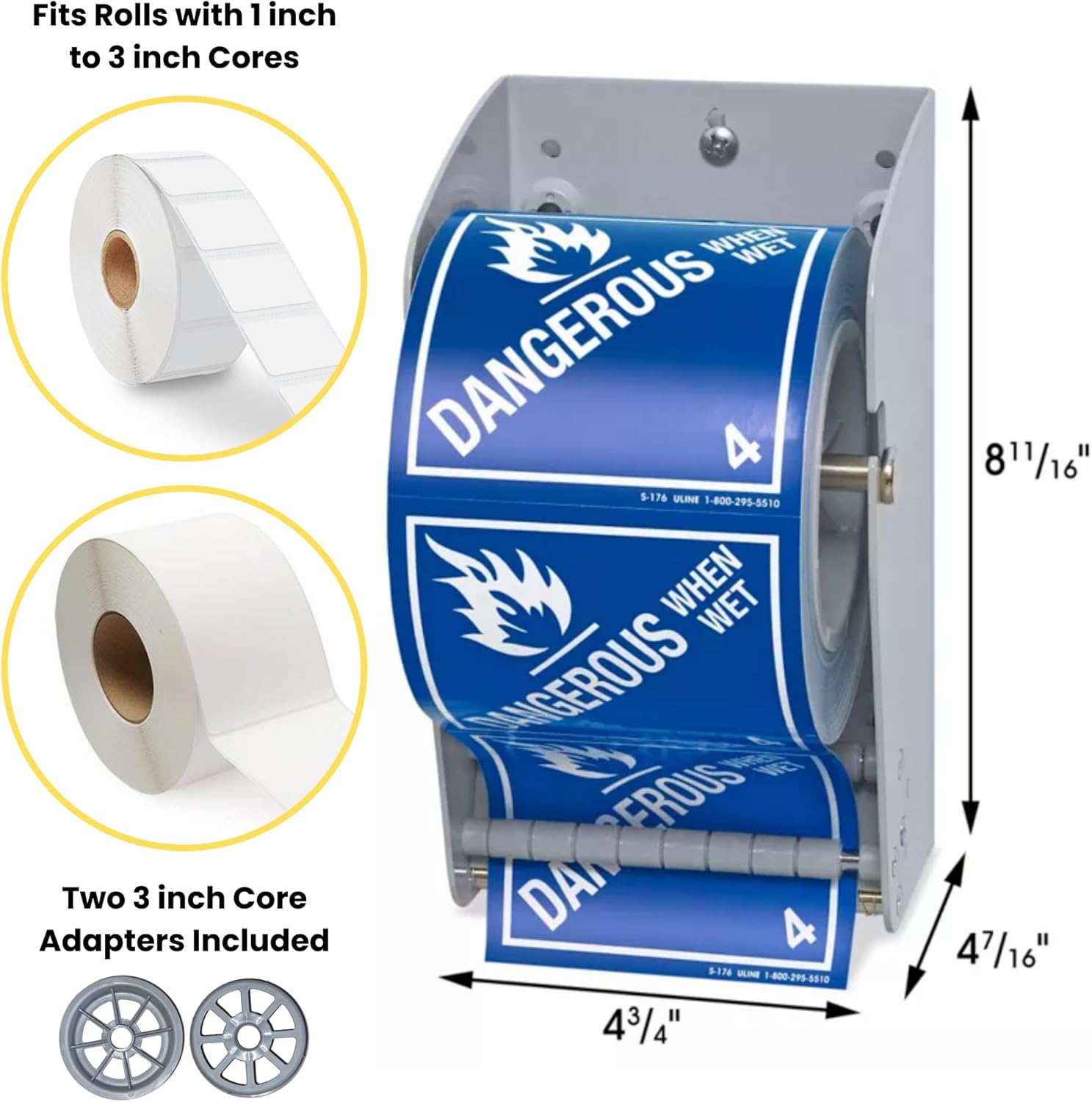 Wall Mount Label Dispenser (4.5") - Sticker Roll Dispenser - Table Top - Label Holder - Stamp Roll Dispenser - Sticker Stand - Thermal Label Holder - Heavy-Duty All Steel