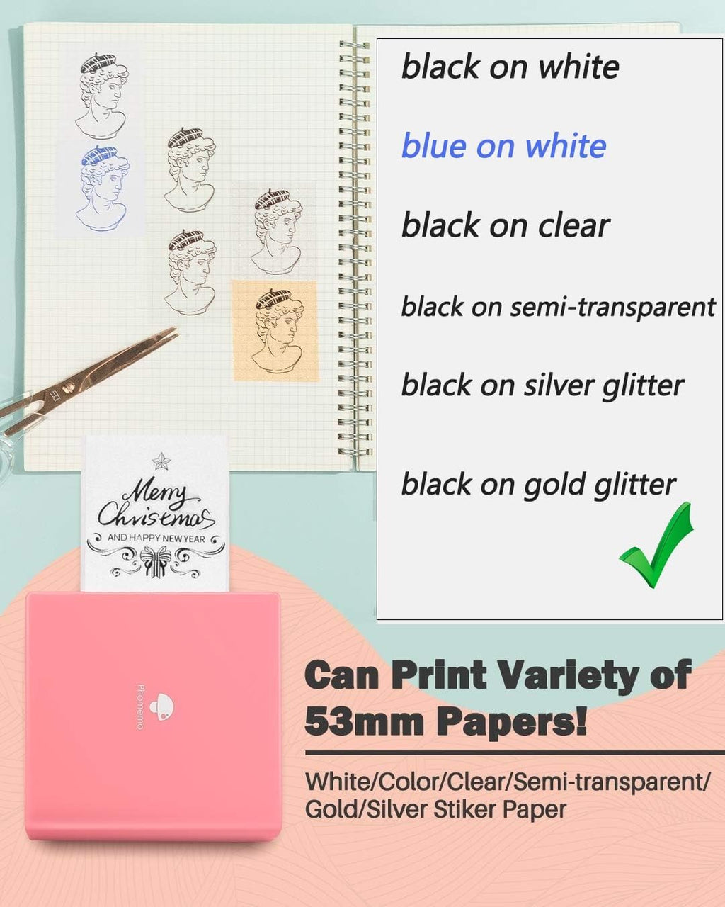 Phomemo Sticker Printer- Mini Thermal Sticker Printer Machine, Small Pocket Label Maker Instant Print for DIY Creation, Study Notes, Photos, Portable Inkless Photo Maker for Kids/Students, Pink