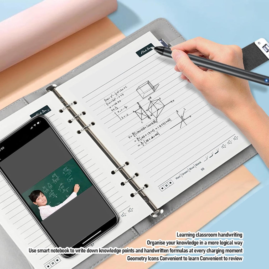 Yunseity 3 in1 Digital Smart Pen, Smartpen Notebook Set, Real Time Sync for Digitizing, Bluetooth 5.0 Paper Smart Writing Set, Convert to Text, OCR Technology, for iOS for Android (Black Grey