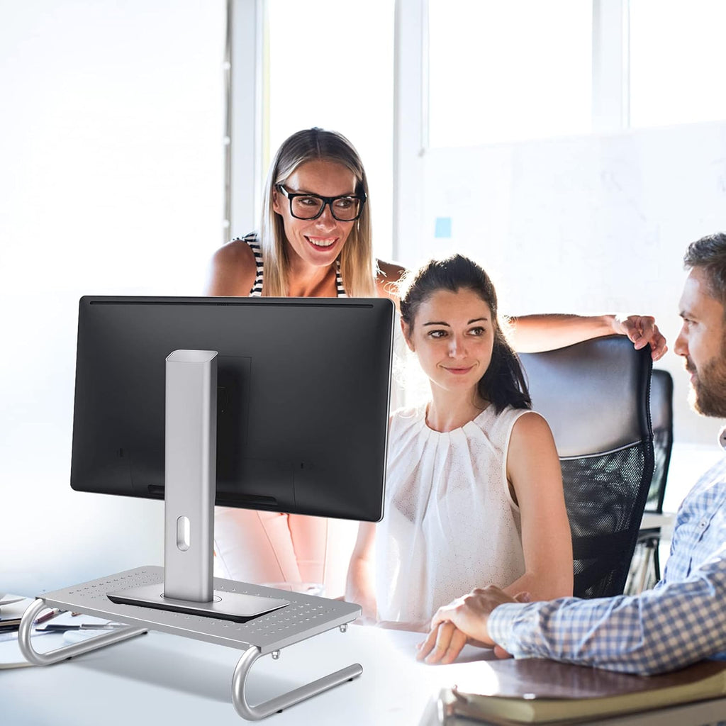 suptek Monitor Stand Riser,Computer Monitor Laptop Stand Riser for Desk,Vented Metal Platform Monitor Stand,4 inches Height Underneath Storage for Office,School Supplies(MST004S)