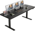 OffiGo Electric Standing Desk with 3-Piece Board, 71 Inch Height Adjustable Large Desk with Power Outlets, Sit Stand Table, Writing Computer Desk for Home, Office, Workstation, Black