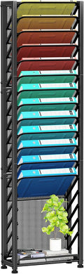 Simple Trending Wall File Organizer, 18-Tier Mesh Hanging Paper Document Folder Holder, Desktop Metal Files Storage Rack for Office and Home, Black