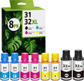 31 32XL Ink Bottle Set Compatible for Smart Tank 5101 7602 6001, Compatible for HP 31 Ink 32XL Black Ink Bottle for Smart Tank 5000 5102 7301 7001 Plus 651 570 551 455 457 450 All-in-One Printer