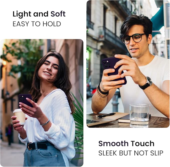 FireNova Designed for iPhone 13 Pro Max Case, Silicone [Camera Protection] Phone Case with [2 Screen Protectors], Soft Anti-Scratch Microfiber Lining Inside, 6.7 inch, Purple