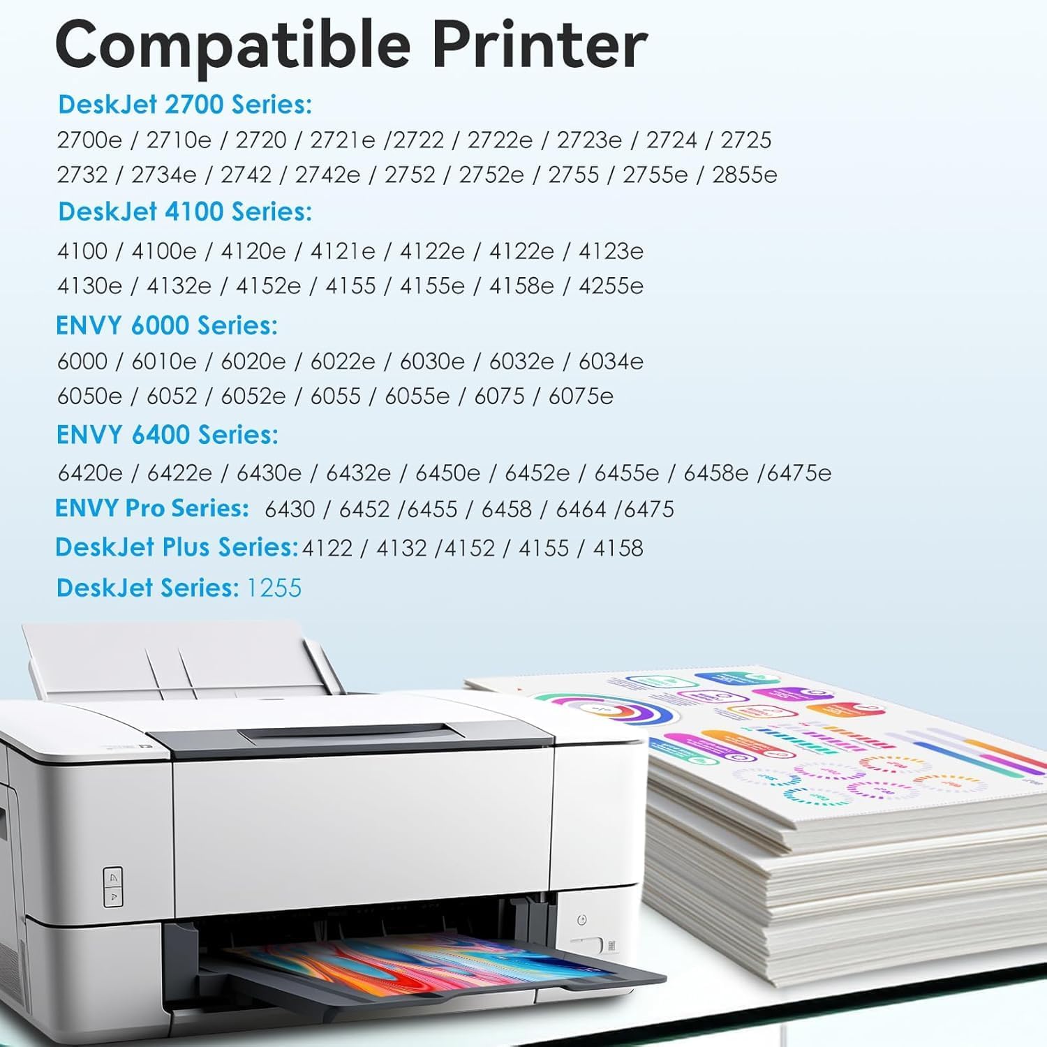 67XL Printer Ink Compatible for HP Ink 67 Replacement for HP67 67XL Ink Cartridges Black/Color Combo Pack Fit for DeskJet 2855e 2827e 4255e 2800e 2700e 2755e 4155e Envy 6000 6055e 6400 6455e Printer