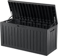 80 Gallon Outdoor Storage Box Waterproof Lockable Resin Deck Box Large, Patio Storage Bin for Pool Accessories Cushion Furniture, Garden Tools, UV-Resistant Outside Delivery Black