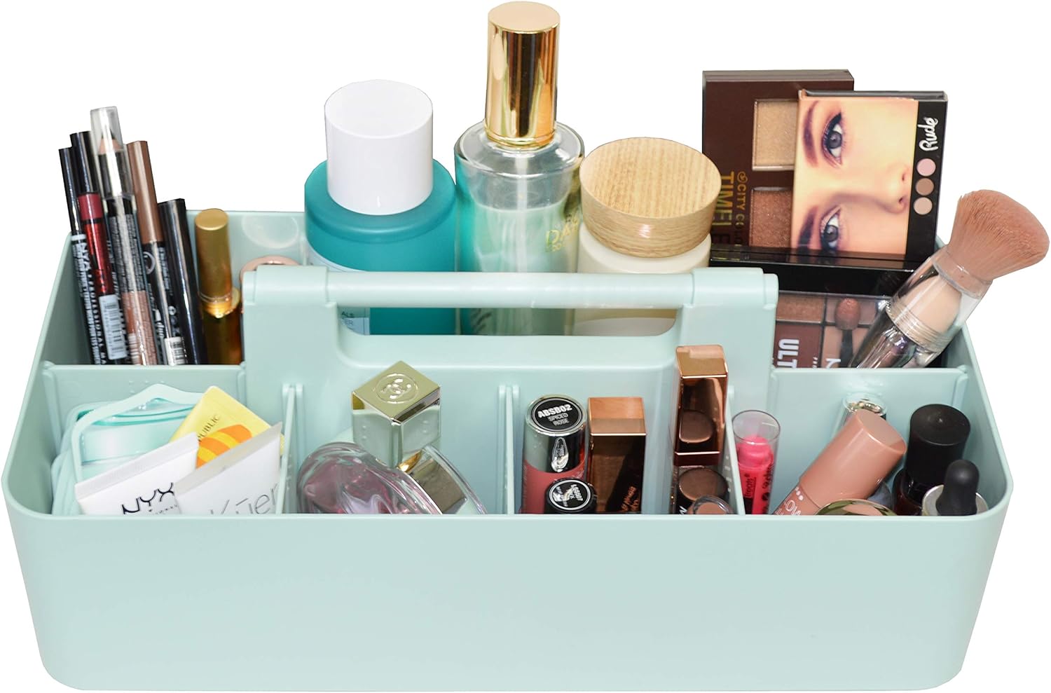 -Large Portable Caddy, DIY Dividers, 8 Compartments, School Office Supplies Home Business Organizer,Portable Basket with Handle Storage Organizer Modern Made in USA (3 PACK, Mint)