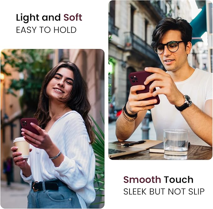 FireNova Designed for iPhone 13 Pro Max Case, Silicone [Camera Protection] Phone Case with [2 Screen Protectors], Soft Anti-Scratch Microfiber Lining Inside, 6.7 inch, Plum