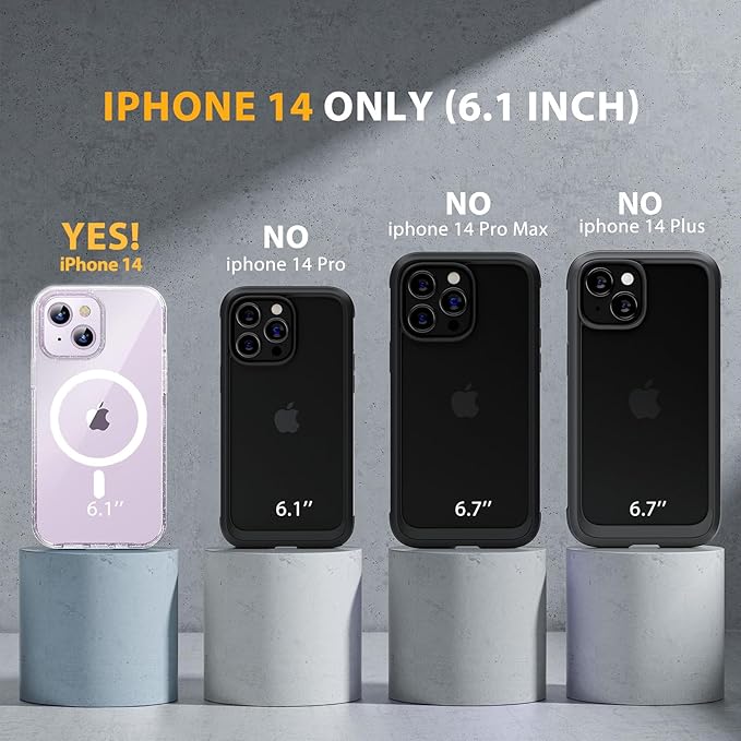 Miracase Magnetic for iPhone 14 Case 6.1", [Built-in Tempered Glass Screen Protector + Lens Protector] [Compatible with MagSafe] Full-Body Protective Bumper 14 Phone Cover, Clear Glitter