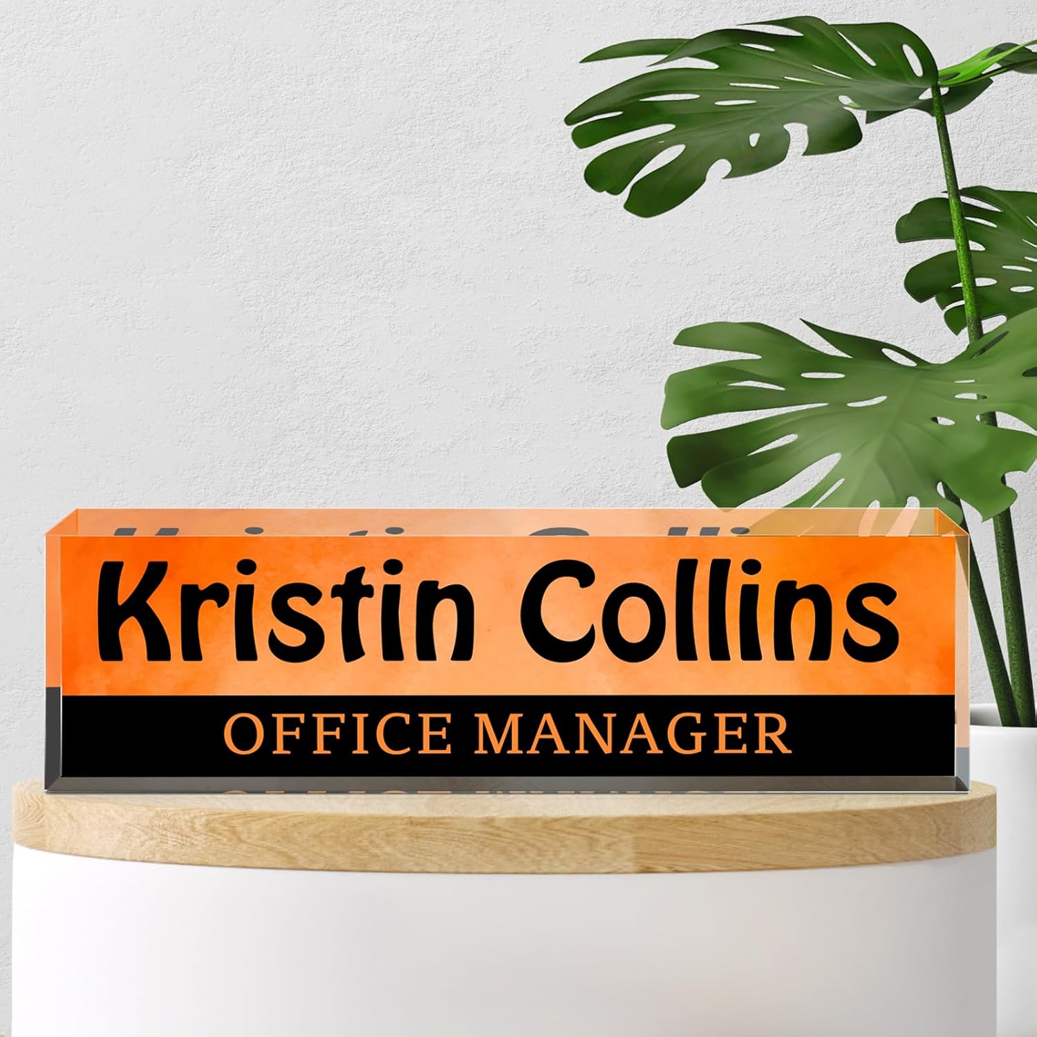Custom Name Plate for Desk, Acrylic Office Decor For Women Men, Personalized Office Desk Accessories, Teacher Employee Appreciation Gifts For Social Worker Boss Coworkers (Sun)