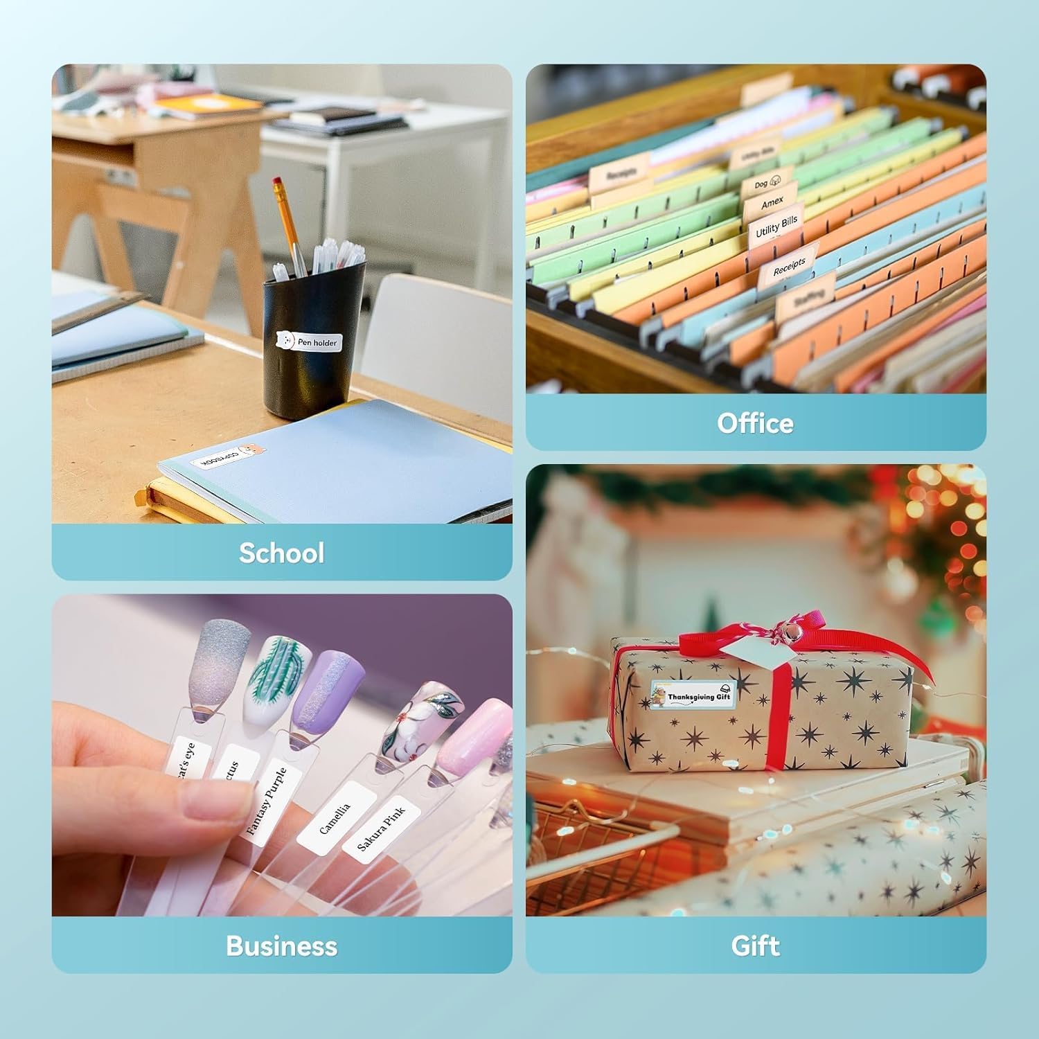 DEEPIN D11 Label Maker Machine Portable Bluetooth Label Maker with Tape, Thermal Label Printer Multiple Templates for Phone, Mini Label Sticker Printer for Business Office Organization, Green