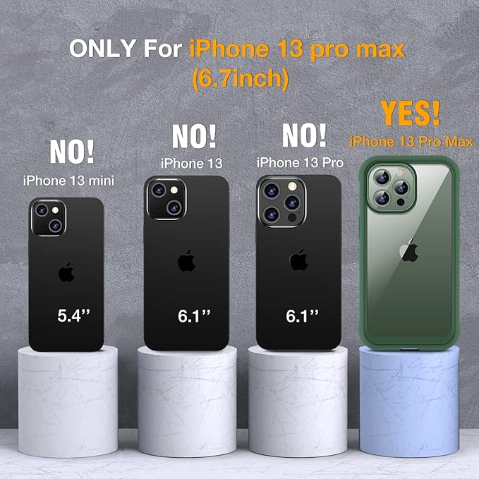 Miracase Glass Case for iPhone 13 Pro Max 6.7 inch, Upgrade Full-Body Clear Phone Bumper Case Cover with Built-in 9H Tempered Glass Screen Protector, Acacia Green