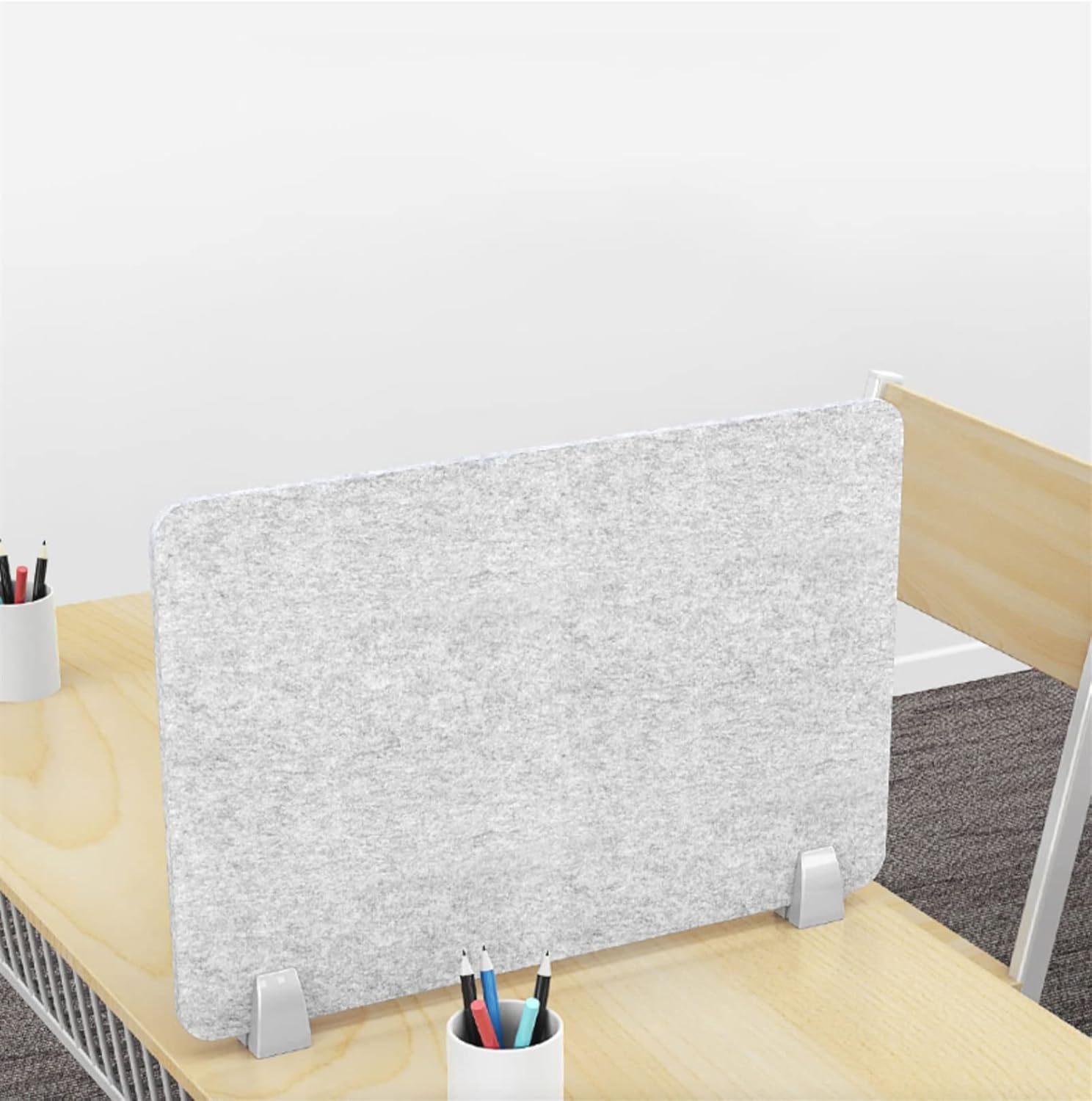 Icegrey Acoustic Desk Divider Privacy Panel Removable Sound Absorbing Desk Partition Board with 2 Clips for Student Call Centers Offices Braries Classrooms Library, Light Brown, 19.5x11.7