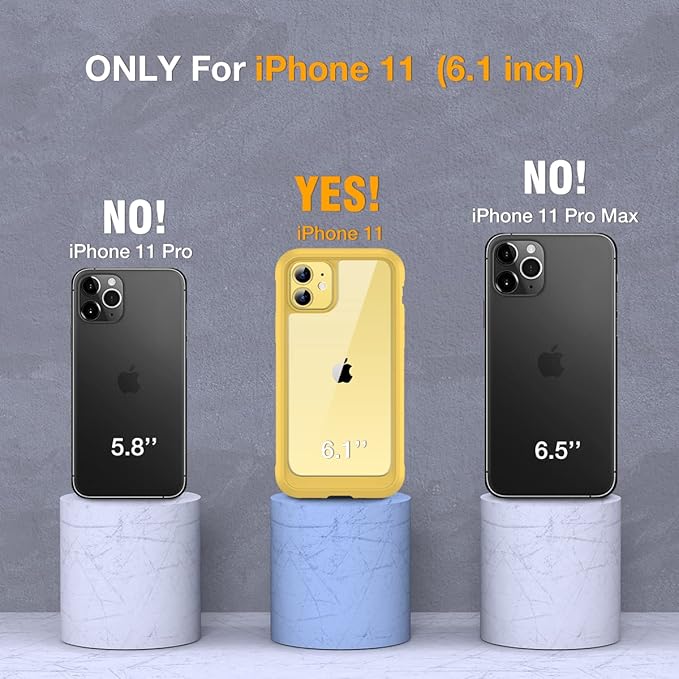 Miracase Glass Series for iPhone 11 Case 6.1 inch, Upgraded Full-Body Rugged Phone Bumper Case Cover with Built-in 9H Tempered Glass Screen Protector and Camera Protector, Yellow