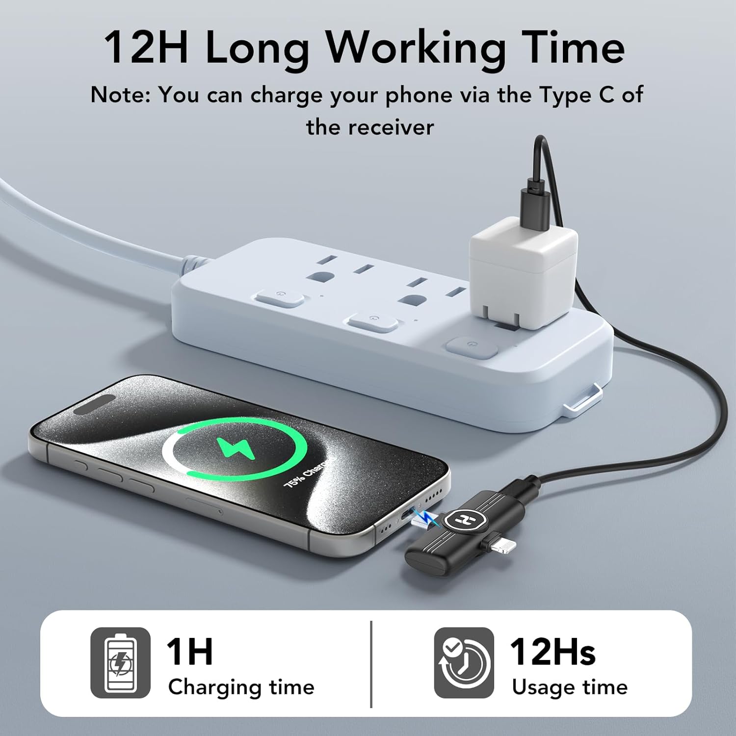 Mini Wireless Lavalier Microphone for iPhone, iPad, Android Phone - Noise Reduction Lapel USB C Bluetooth Mic for Recording, Clip on Omni Lav Mic for Video Recording, Tiktok, YouTube, Vlog