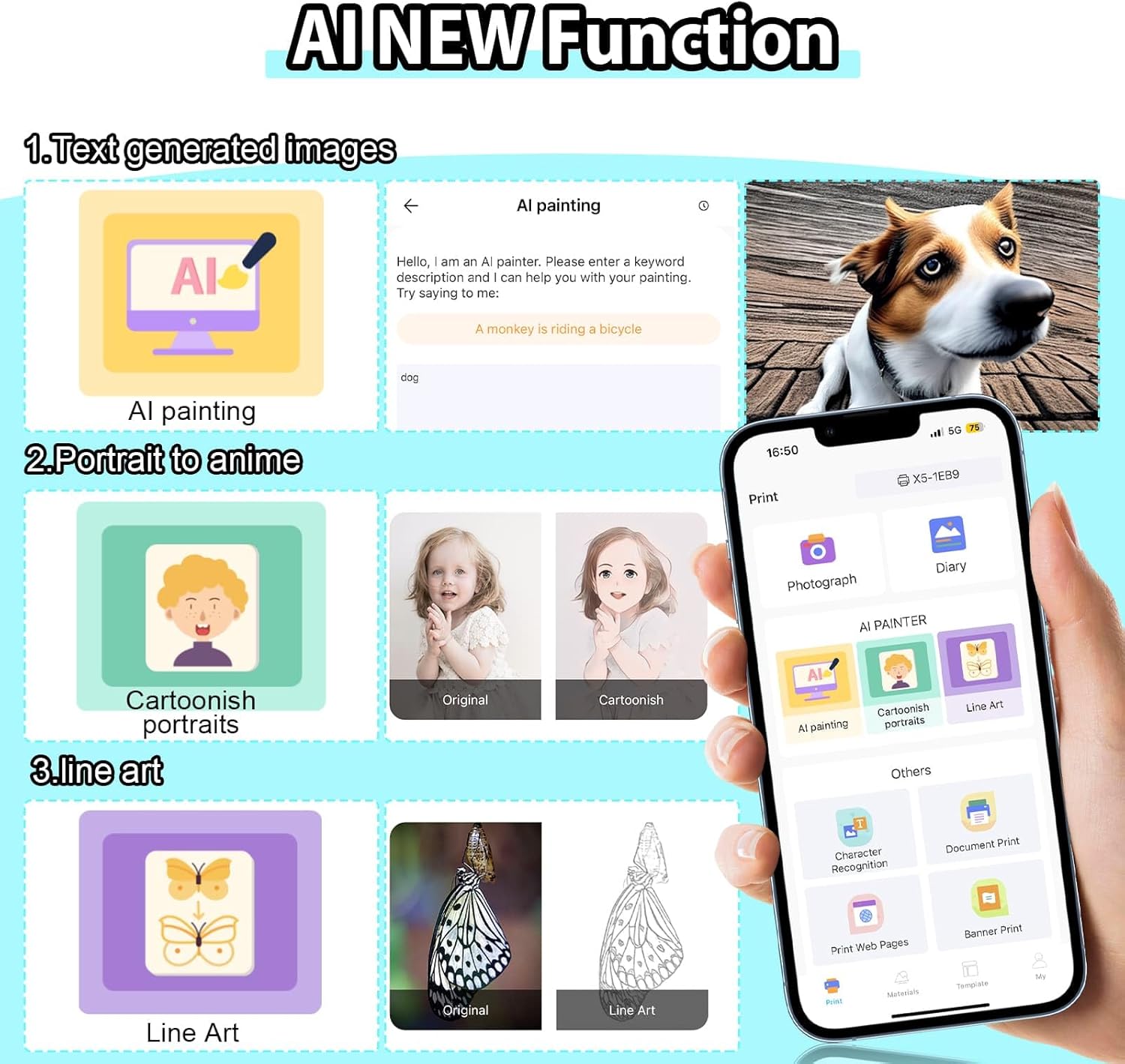 HuiJuKeJi Mini Sticker Printer Bluetooth Smart Pocket Inkless Thermal Printer with 11 Rolls Thermal Paper and Sticker for iOS&Android, Portable Receipt Printer for Photo Note Memo (Yellow)