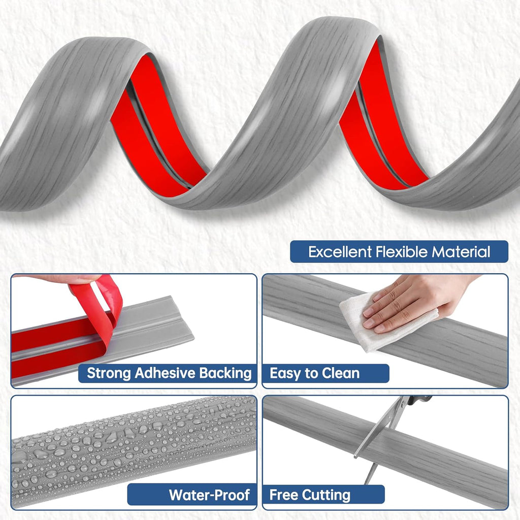 Floor Cord Cover for Wires on Floor Self Adhesive Cord Hider Floor Cable Management Wire Covers for Cords Protector Prevent Cable Trips Cord Cavity W 0.51" x H 0.31", Gray Wood, 20Ft