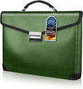 Fireproof Document Bag 14.5"X11"X2.5" Fireproof Money Bag for Cash With Lock and Zipper,Fire&Waterproof Storage Organizer Pouch for Valuables,Legal Document,Laptop,Passport,(Green)