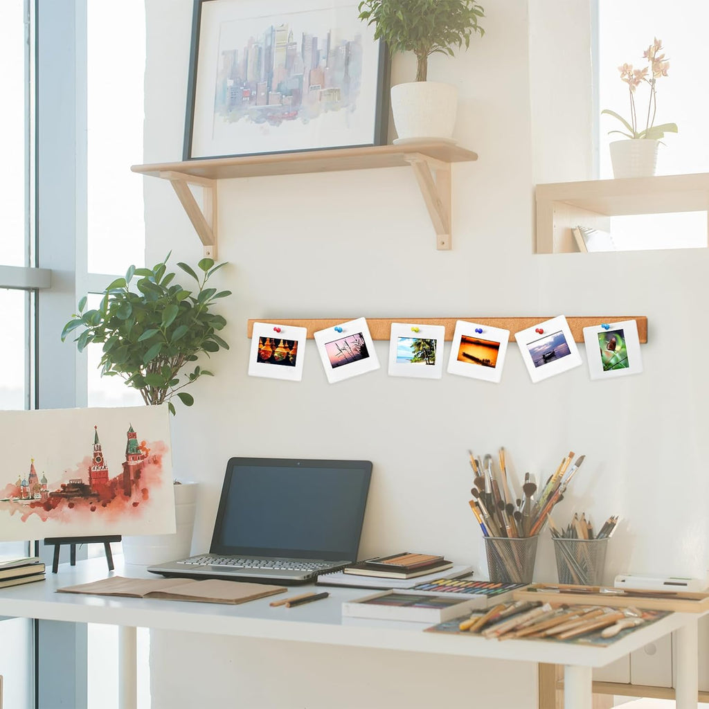 4 Pcs 48" x 1" Foldable Felt Cork Strips Bulletin Bar Strip for Wall,Notice Board Self Adhesive Cork Wall Decoration,Paste Note,Photo,Schedules,Office Home Decor