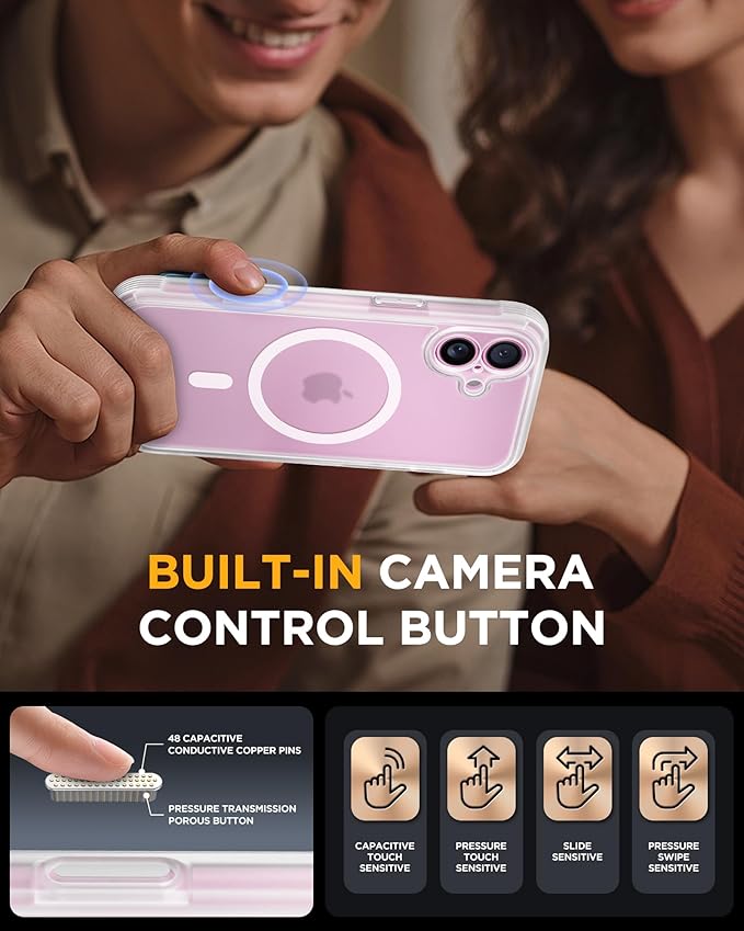 Miracase for iPhone 16 Case 6.1'', [Bubble Free] Full-Body Bumper Phone case with Built-in Full Glass Screen &Camera Control,No Gap,Compatible with MagSafe,Drop Proof 16 Cover,Matte Clear