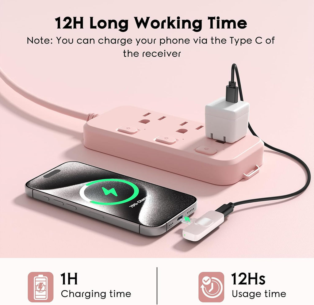 USB C Mini Wireless Lavalier Microphone for iPhone 15 16, iOS and Android Devices - Noise Reduction Lapel Mic for Recording, Clip Omni Lav Mic for Video Recording, Tiktok, Youtube, Vlog (Pink)