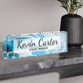 Name Plate for Desk Personalized, Acrylic Desk Decorations, Employee Appreciation Gifts, Custom Office Gifts for Coworkers, Boss, Teacher, Nurse (Blue Gold Marble)