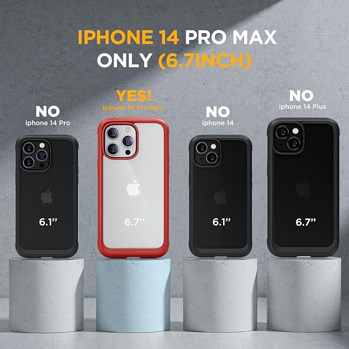 Miracase Glass Series Designed for iPhone 14 Pro Max Case 6.7 Inch, Upgrade Full-Body Bumper Case with Built-in 9H Tempered Glass Screen Protector, with Camera Lens Protector, Red