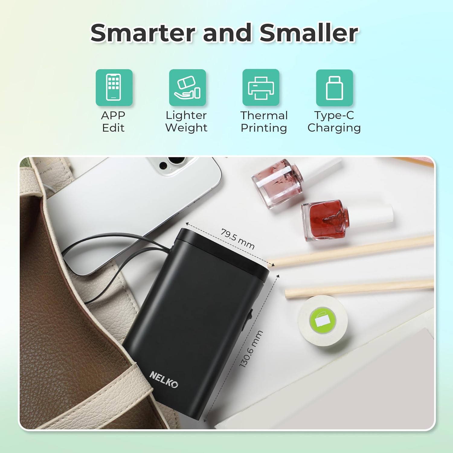 Nelko Label Maker Machine with Tape, P21 Bluetooth Label Printer, Wireless Mini Label Makers with Multiple Templates for School Office Home, Black