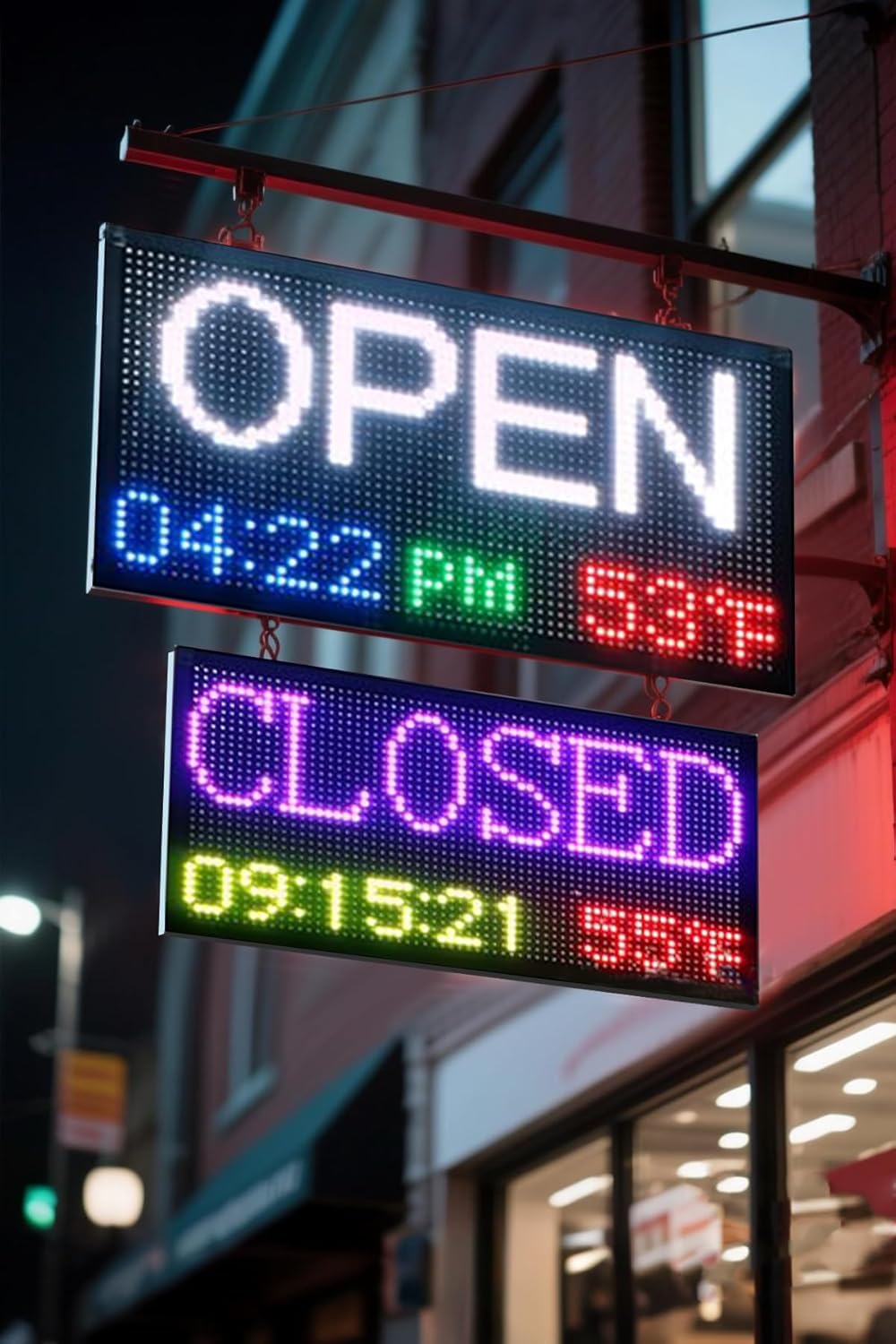 Large Double Sided Digital Wall Clock 19x9 Inch with Remote，Auto-Dimming, Temperature & Date Display, Indoor/Outdoor Waterproof Alarm Clock for Gym, Garage, Office, Shopping Mall