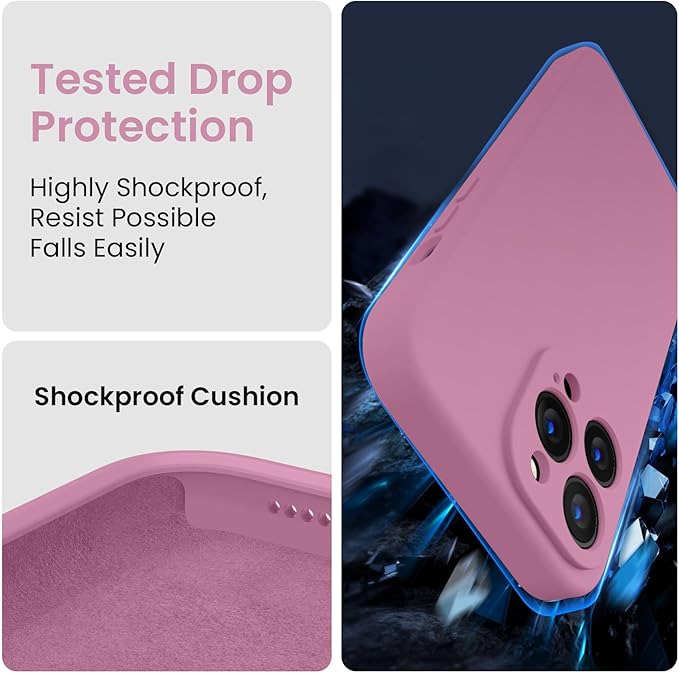 FireNova Designed for iPhone 13 Pro Max Case, Silicone [Camera Protection] Phone Case with [2 Screen Protectors], Soft Anti-Scratch Microfiber Lining Inside, 6.7 inch, Lilac Purple