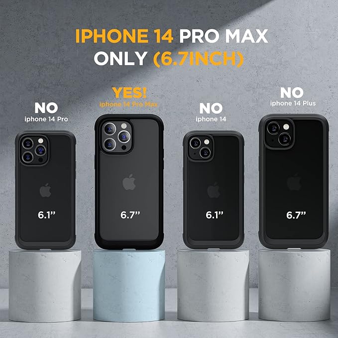 Miracase Glass Series Designed for iPhone 14 Pro Max Case 6.7 Inch, Upgrade Full-Body Bumper Case with Built-in 9H Tempered Glass Screen Protector, with Camera Lens Protector, Matte Black