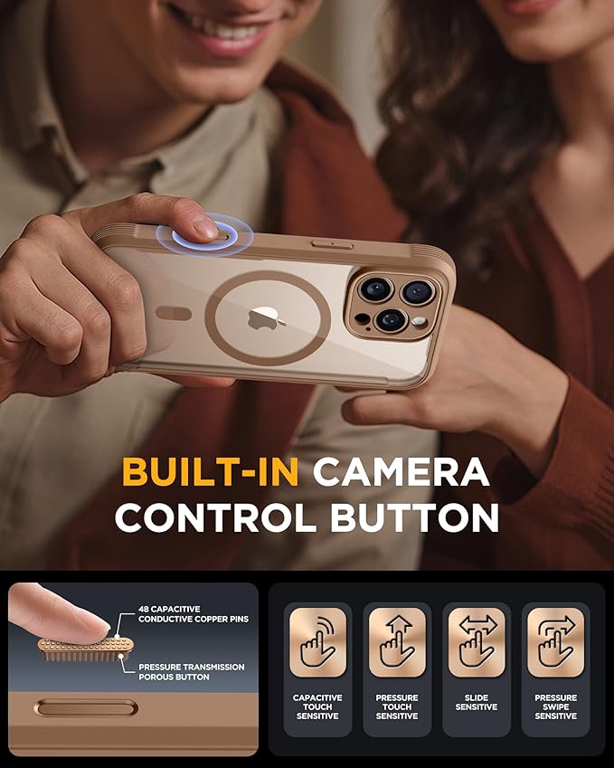 Miracase Magnetic for iPhone 16 Pro Max Case 6.9'' [Compatible with MagSafe] Full-Body Phone case with Built-in Glass Screen Protector& Camera Protector,Drop Proof 16 Pro Max Cover,Desert Brown