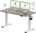 FLEXISPOT EN1 One-Piece Standing Desk 55 x 28 Inches Stand Up Desk Workstation Home Office Computer (White Frame + Gray Wood Top, 2 Packages)