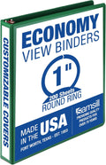 Samsill 1 Inch 3 Ring Binder, Made in USA, Economy Round Ring, Clear View Cover, 200 Sheet Capacity - for School, Home, Office - Forest Green