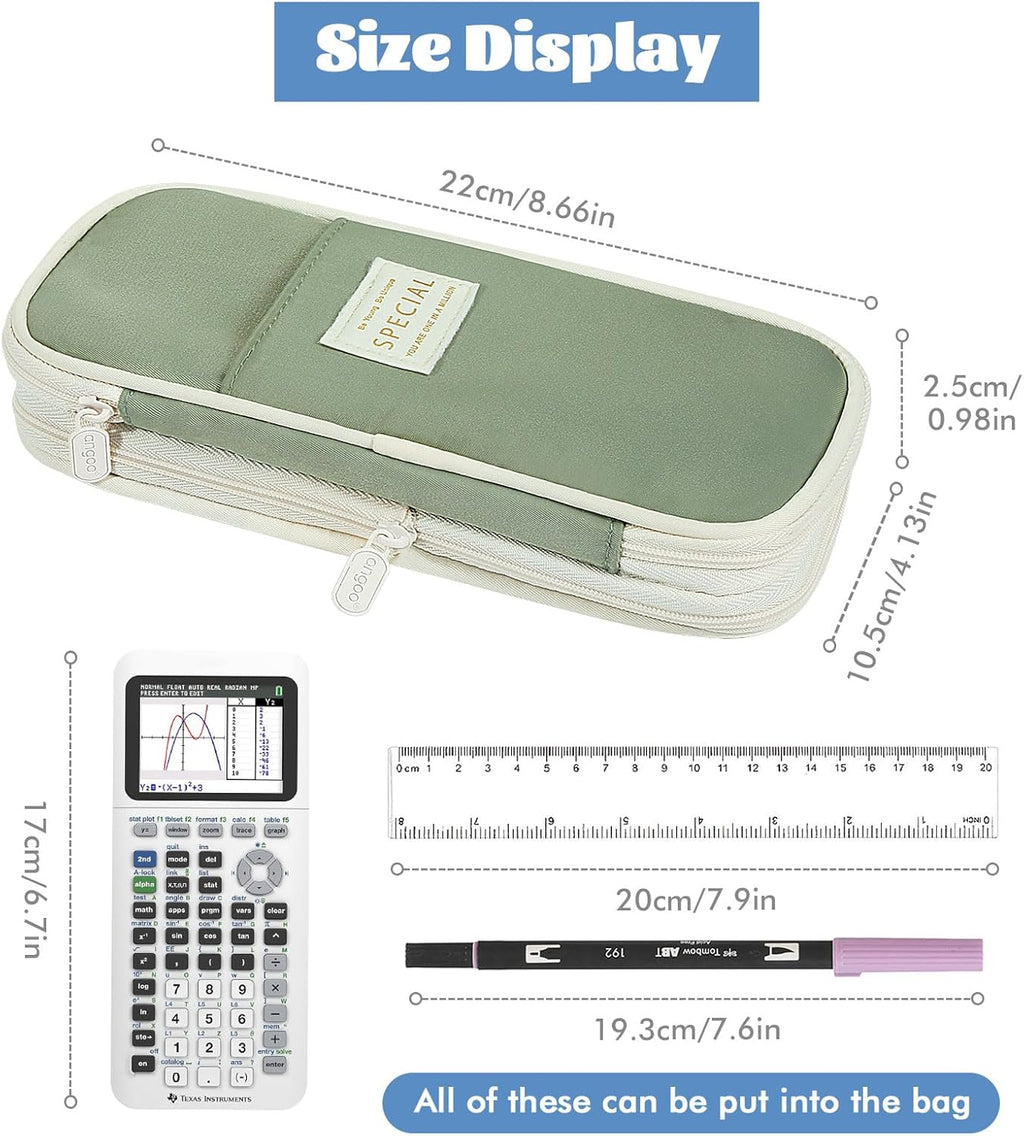 MoKo Large Capacity Pencil Case, Aesthetic Pencil Pouch Bag with Zipper, Cute Pen Case Stationery Organizer Holder for Office/School Supplies, Back to School Gift, Green